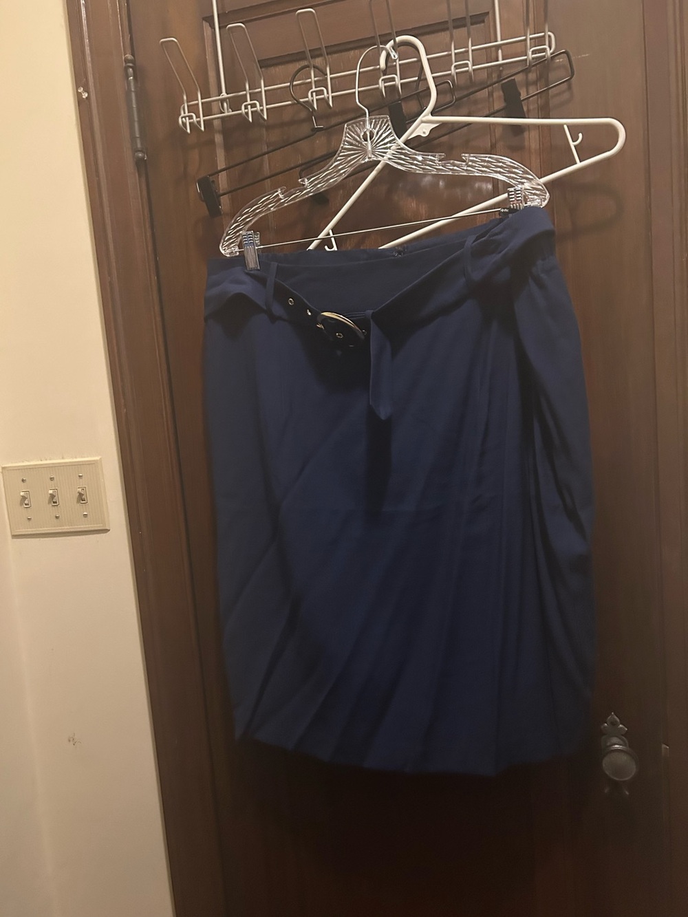 NWT City Chic Classic Navy Belted Women's Suiting Skirt 18/M